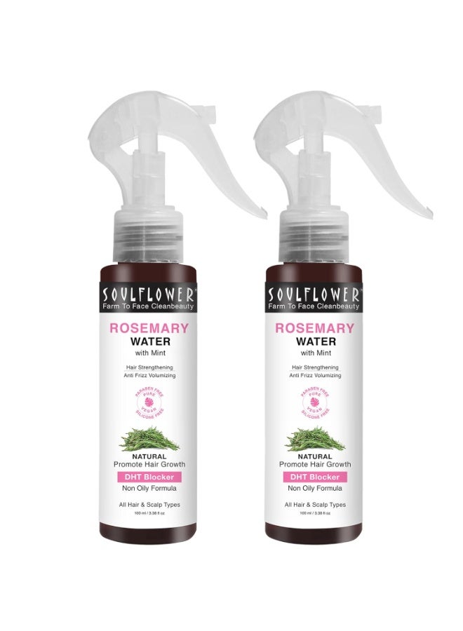 Soulflower Rosemary Water Spray Duo Pack| Niacinamide & Mint |Hair Spray for Regrowth | Anti-Hair Fall | Rosemary Hair Mist | Cooling & Relaxing | Strengthens Hair | All Hair Types 100ml Pack of 2 - Image 1